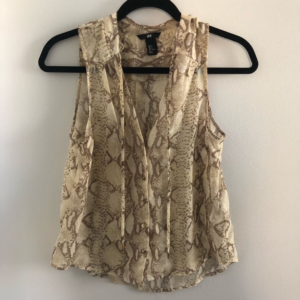 H&M Snakeskin Button Down Tank Top